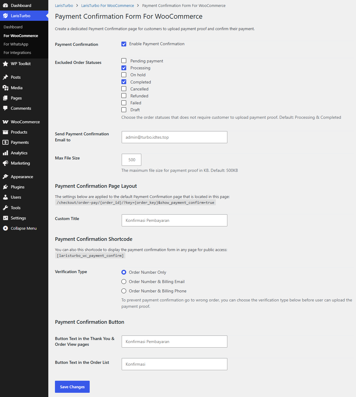 TokoPressID Payment Confirmation Form