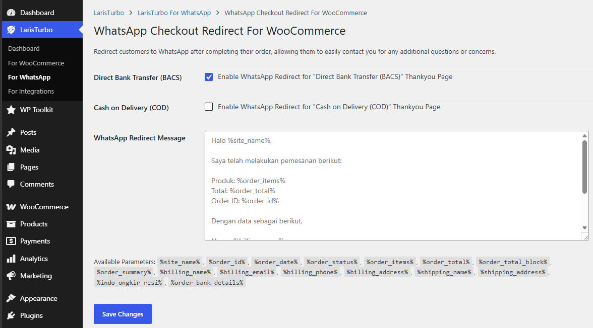 TokoPressID WhatsApp Checkout Redirect