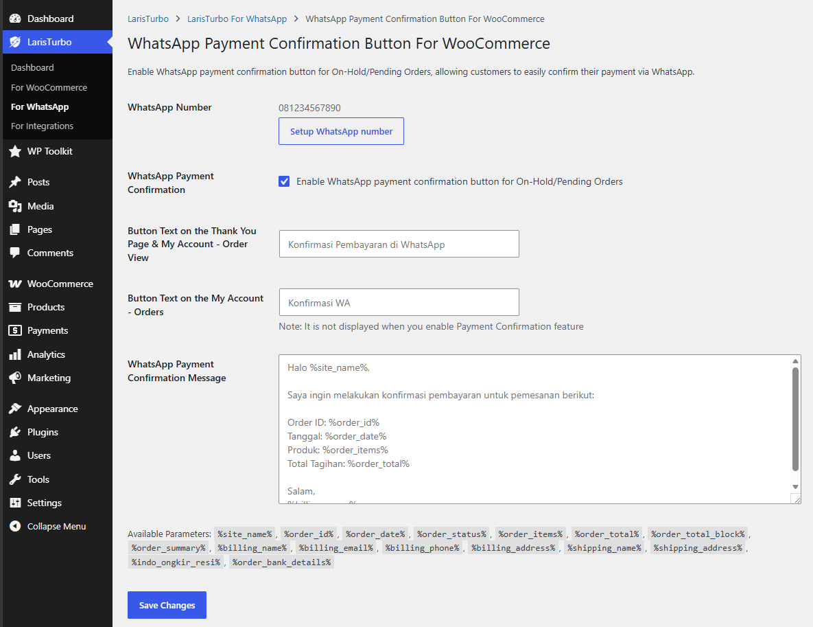 TokoPressID WhatsApp Payment Confirmation