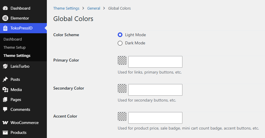 TokoPressID Theme Settings