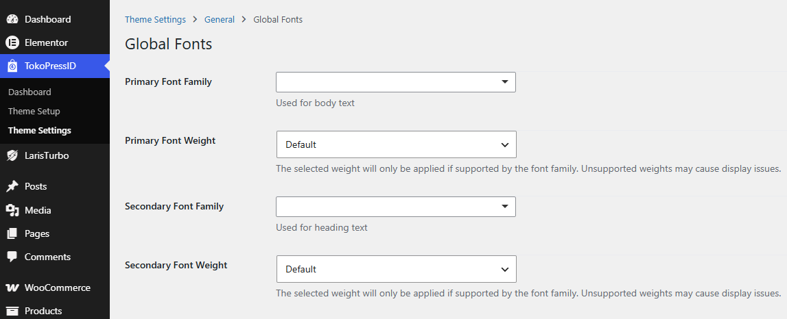 TokoPressID Global Fonts