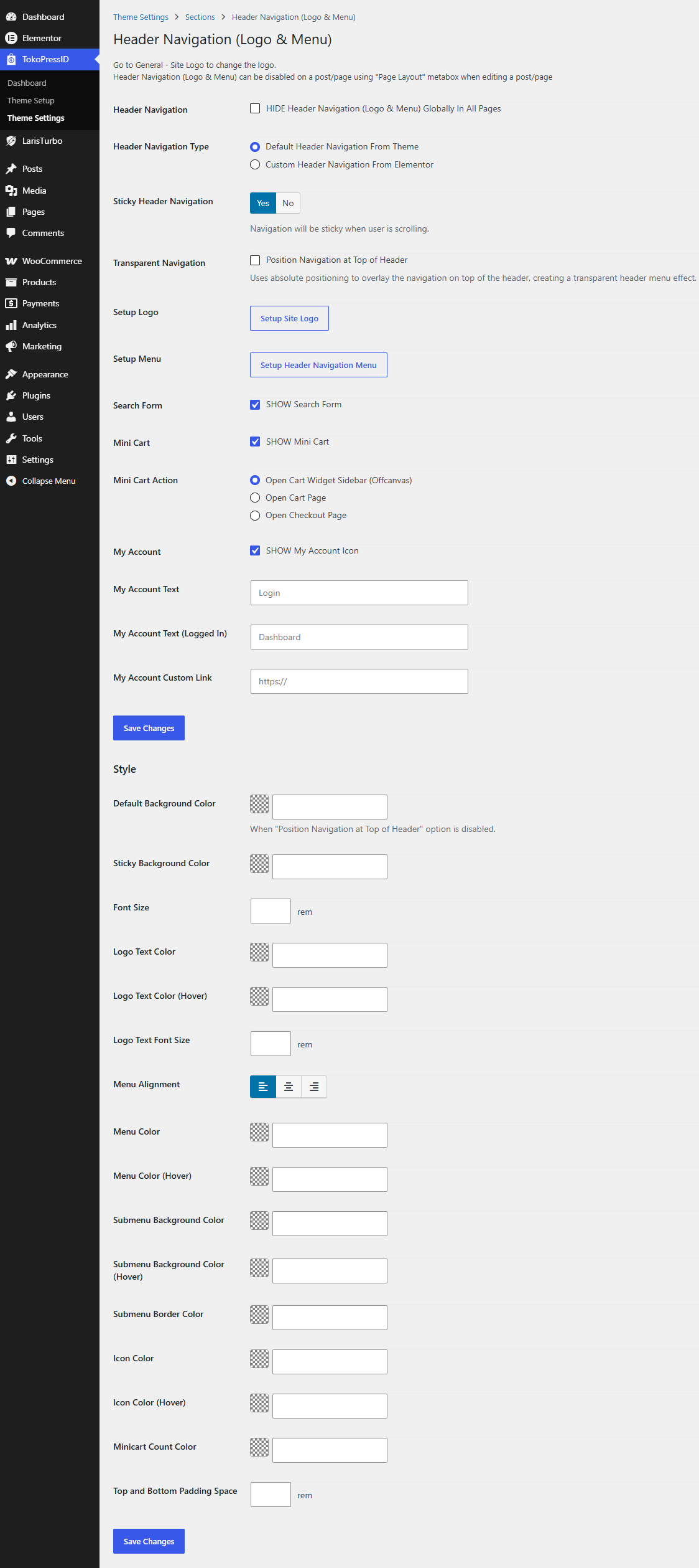 TokoPressID Header Navigation