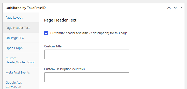 TokoPressID Page Header Text