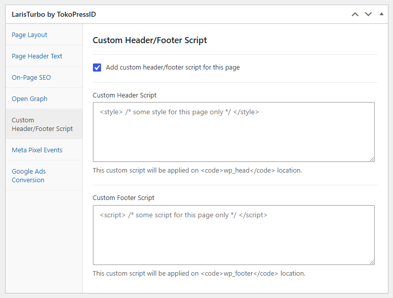 TokoPressID Custom Header Footer Script