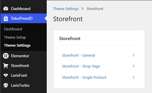 TokoPressID Theme Settings Storefront