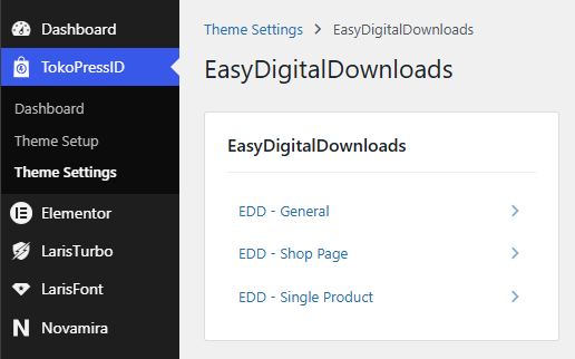 TokoPressID Theme Settings EDD